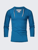 Men Fall Autumn Cotton Blended Color Matching Long Sleeve Drawstring T-shirt