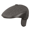 Men Flat Beret Cap Winter Leather Thick Newsboy Earflap Grid Blank Cowboy Cabbie Hat