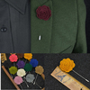 Men Flower Shape Lapel Handmade Wedding Suit Tuxedo Boutonniere Stick Brooch Pin