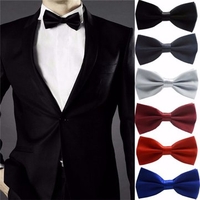 Men Gentleman Pure Color Bow Tie Bridegroom Dress Bow Tie