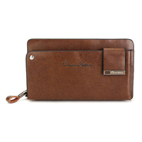 Men Genuine Leateher Vintage Large Capacity Business Zipper Wallet