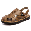 Men Genuine Leather Anti-collision Toe Breatnable Soft Roman Sandals