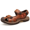 Men Genuine Leather Anti-collision Toe Hook-loop Outdoor Hiking Sandals