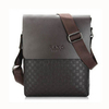 Men Genuine Leather Business Casual Plaid Crossbody Bag Shoulder Bags