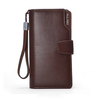 Men Genuine Leather Large Capacity Long Zipper Wallet Casual Business Purse