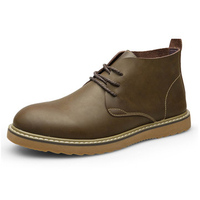 Men Genuine Leather Retro British Style Lace Up Ankle Desert Boots