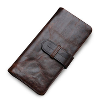 Men Genuine Leather Vintage Business Long Wallet Casual Cards Coins Bags