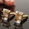 Men Gold White Cufflink Crystal Rectangle Cufflinks Wedding Party Gift Shirt Suit Accessories