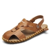 Men Hand Stitching Closed Toe Outdoor Casual Waterproof Leather Sandals