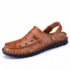 Men Hand Stitching Hole Breathable Leather Closed Toe Waterproof Sandals