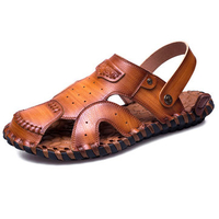 Men Hand Stitching Hole Breathable Outdoor Leather Waterproof Sandals