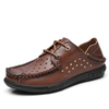 Men Hand Stitching Hole Breathable Two Ways Wearing Casual Leather Shoes