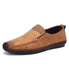 Men Hand Stitching Soft Sole Cap-toe Laze Shoes Slip On Loafers