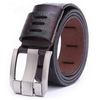 Men Hollow Second Layer Leather Pin Buckle Belt Casual Waistband Strap
