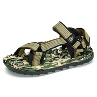Men Hook & Loop Canvas Comfortable Shock Absorption Sole Beach Sandals