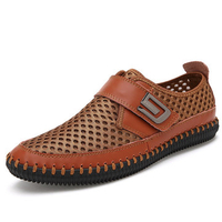 Men Hook-loop Cellular Mesh Fabric Breathable Soft Ourdoor Causal Shoes