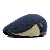 Men Knitted Beret Cap Adjustable Buckle Newsboy Cabbie Hat