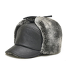Men Leather Baseball Cap Earflaps Woolen Thicken Protective Ear Outdoor Hat