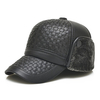 Men Leather Baseball Cap Warm Cold Earflaps Woolen Thicken Protective Ear Outdoor Hat