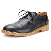 Men Leather Brogue Vintage Retro Breathable British Style Lace Up Casual Shoes