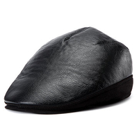 Men Leather Earflap Earmuff Beret Hat Flat Velvet Linen Cowboy Cabbie Hat