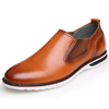 Men Leather Pointed Toe British Style Flat Casual Slip On Formal Shoes