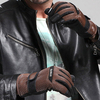 Men Leather Polyester Gloves Driving Cycling Bike Outdoor Coral Fleece Linen Mittens