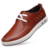 Men Leather Soft Button Lace Up Casual Sport Flat Shoes