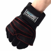Men Long Wrist Fitness Gloves Half Fingers Exercise Bicycle Breathable Gloves