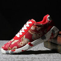Men Lovers Shoes Printing Canvas Lace Up Sneakers Peep Toe Casual Sport Shoes
