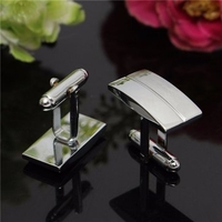 Men Male Silver Cufflink Rectangle Cufflinks Wedding Gift Suit Shirt Accessories
