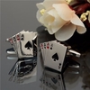 Men Male Silver Poker Pattern Cufflinks Enamel Rectangle Wedding Gift Suit Shirt Accessories