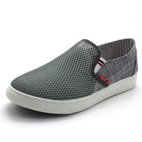 Men Mesh Fabric Splicing Breathable Flat Slip On Casual Shoes