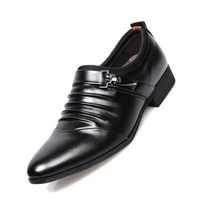 Men Metal Buckle Pointed Toe Stylish Business Casual Formal Shoes