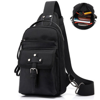 Men Nylon Black Multifunctional Sports Hiking Chest Bags Shoulder Bags