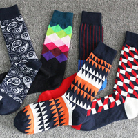 Men Plaid High Dress Socks Cotton Stripe Sports Socks Antibacterial Stockings