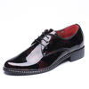 Men Printed Pointed Toe Patent Leather Lace Up Business Casual Shoes