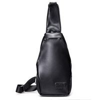 Men PU Chest Bag Simple PU Leather Crossbody Bag Leisure Shoulder Bag