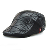 Men PU Cotton Casual Beret Cap Fleece Lining Paper Boy Flat Cowboy Cabbie Hat