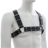 Men PU Leather Adjustable Chest Strap Half Harness Clubwear Costume
