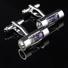 Men Purple Sandglass Silver Cufflinks Sand Timer Business Wedding Suit Accessories