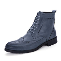Men Retro Carved High Top Lace Up Brogue Lace Up Casual Boots