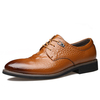 Men Retro Genuine Leather Crocodile Pattern Pointed Toe Dress Shoes