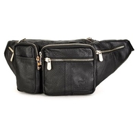 Men Retro Genuine Leather Sport Outside Leisure Zipper Waist Bag