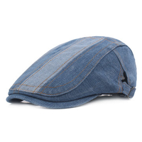 Men Retro Washed Denim Beret Cap Casual Travel Sunscreen Forward Hat