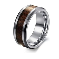 Men Rosewood Tungsten Steel Carbon Fiber Wide Finger Ring