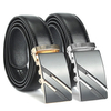 Men Second Floor Cowhide Gold Silver Alloy Adjustable Automatic Buckle Belt Length Randomly