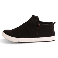 Men Side Zipper Canvas Pure Color Comfortable Flat Casual Shoes