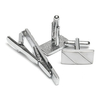 Men Silver Stainless Cufflink Tie Clip Set Suit Business Formal Party Accessories