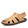 Men Stitching Hollow Out Carved Closed Toe Waterproof Leather Sandals